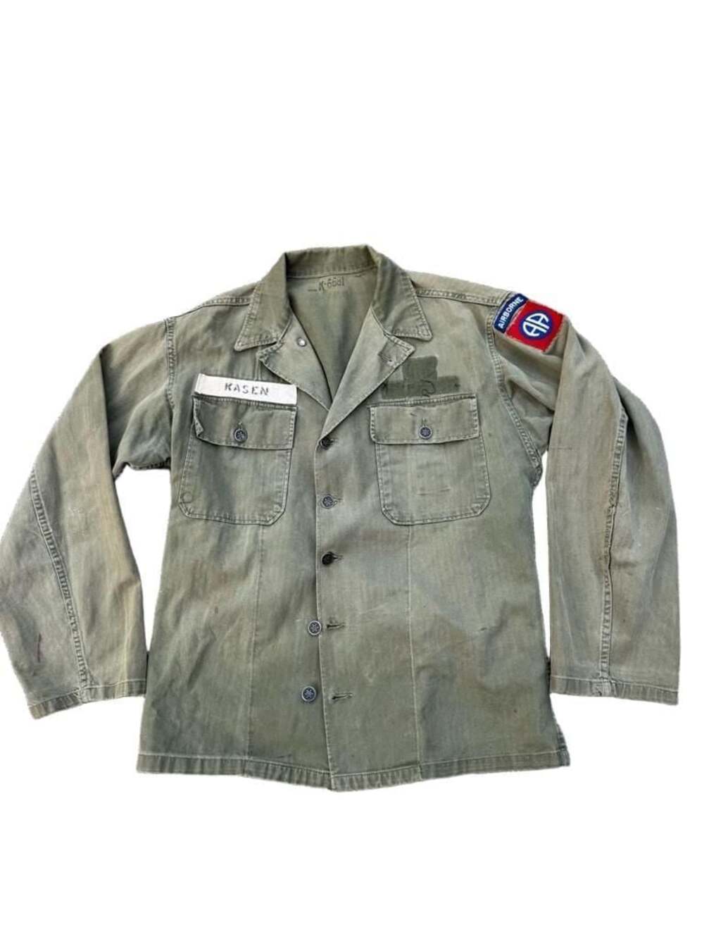 Vintage US Army Korean War Era Herringbone Twill (HBT) Utility Jacket with 82nd